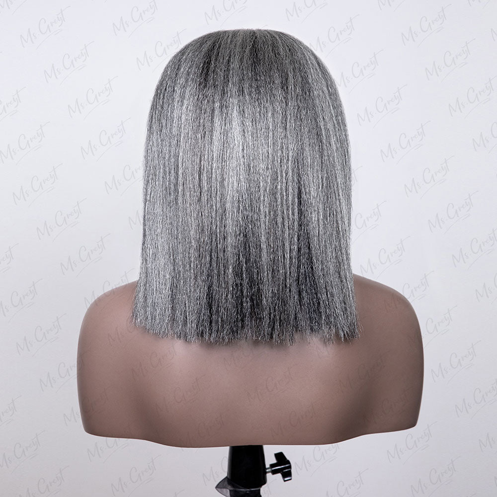 Grey Kinky Blow Out Human Hair Headband Wig™️- GHBW002