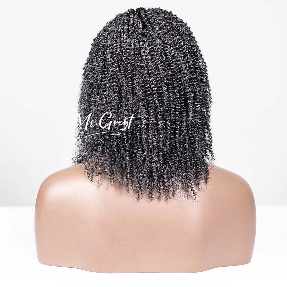 #34 Kinky Salt and Pepper Human Hair V-Part Wig™️-GVPW013