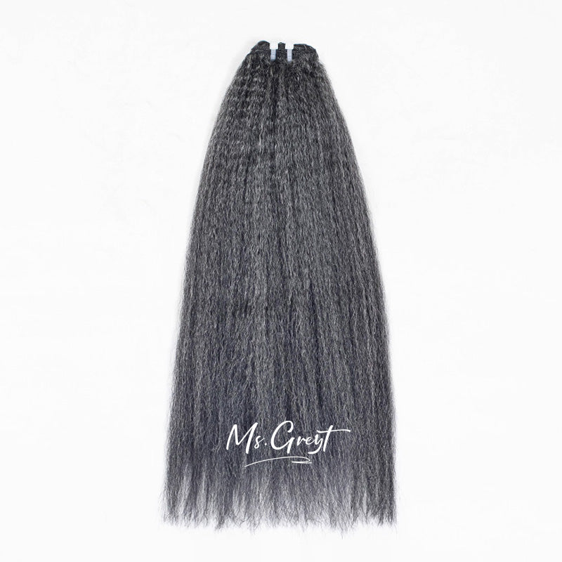 #44 Gray Human Hair Kinky Blow Out Weaves Hair Extensions™️-CW007