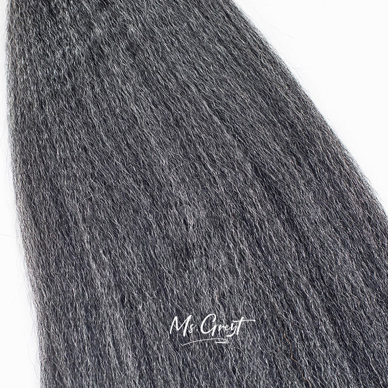 #44 Gray Human Hair Kinky Blow Out Weaves Hair Extensions™️-CW007