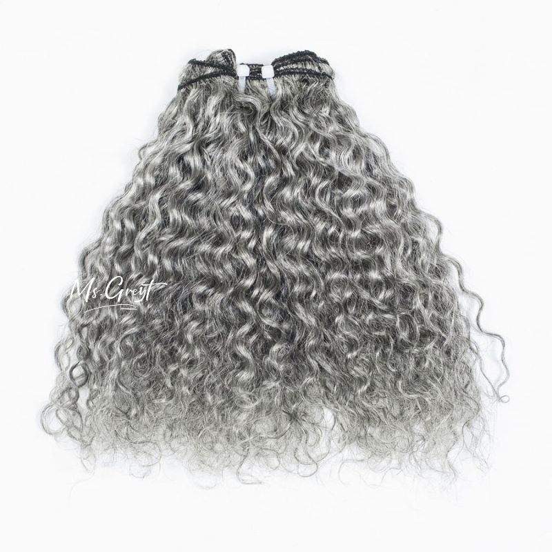 Curly Hair Pieces Gray 60 Gray Burmese Curly Human Hair Clip Ins