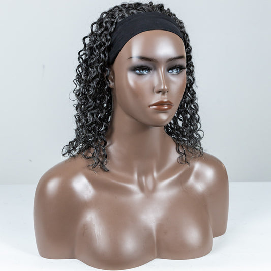 #34 Burmese Curly Human Hair Headband Wig - MF-29