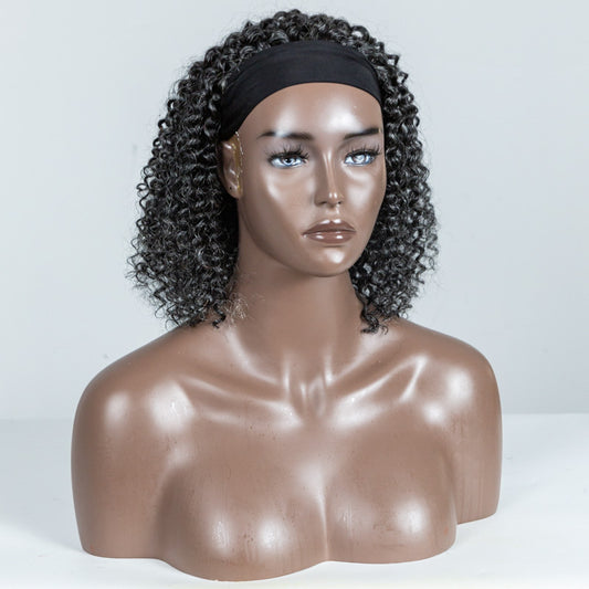 #34 Curly Human Hair Headband Wig - MF-34