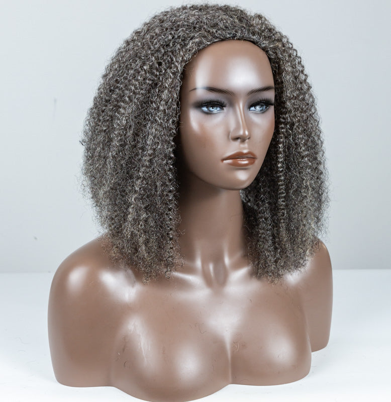 #44 Coily Human Hair 3 In 1 Half Wig - MS-52
