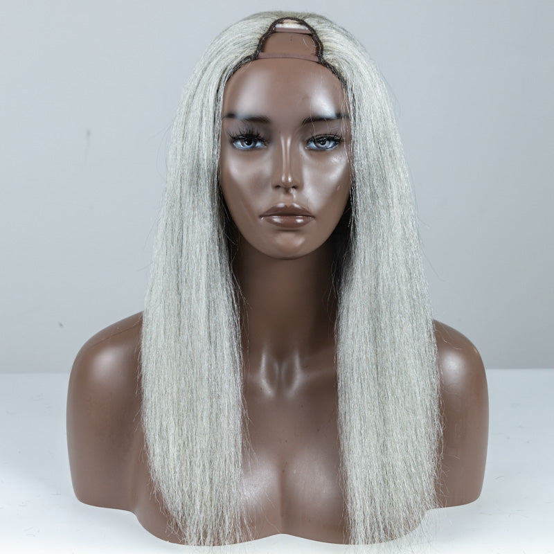 Silver Kinky Blow-out V-Part Wig Size S - MS-54