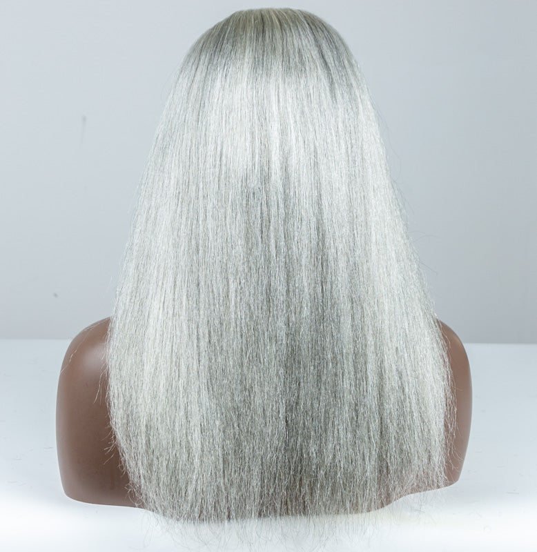 Silver Kinky Blow-out V-Part Wig Size S - MS-54