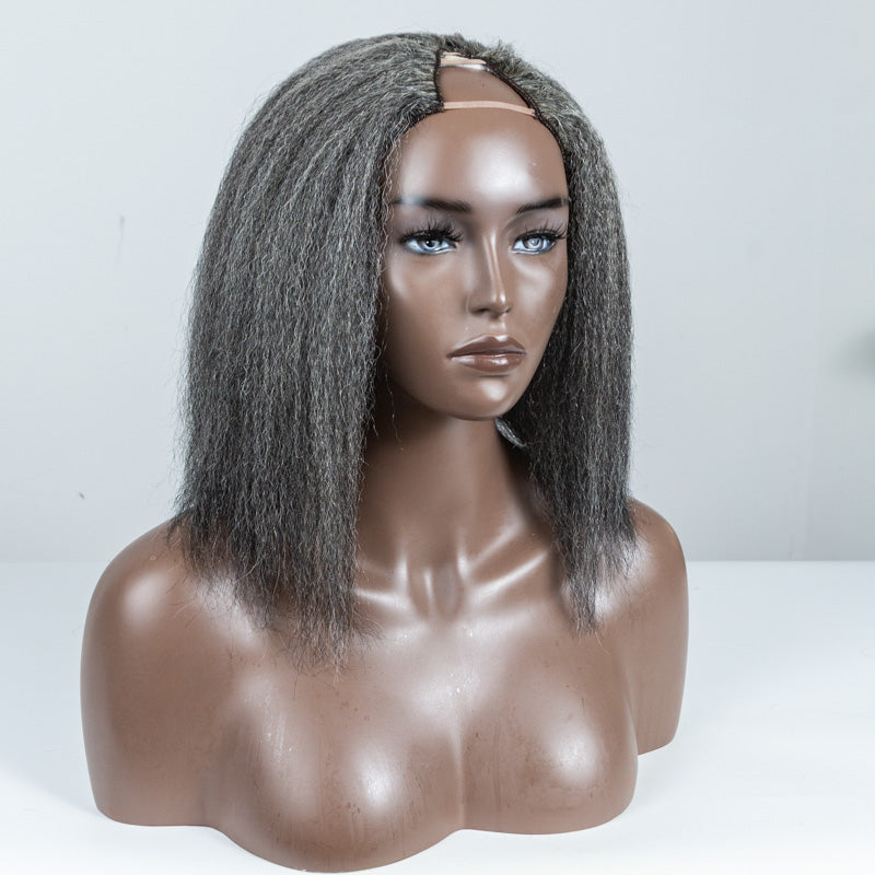 #51 Kinky Blow-out Human Hair V-Part Wig - MS-70