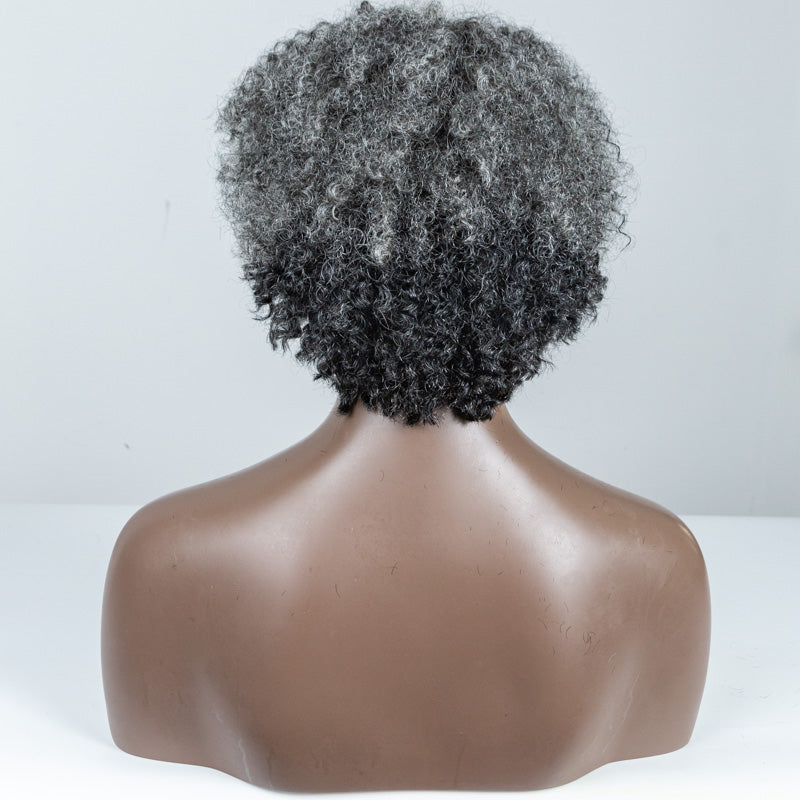 Grey Coily Human Hair Lace Front Wig (13"*6") - MS-79