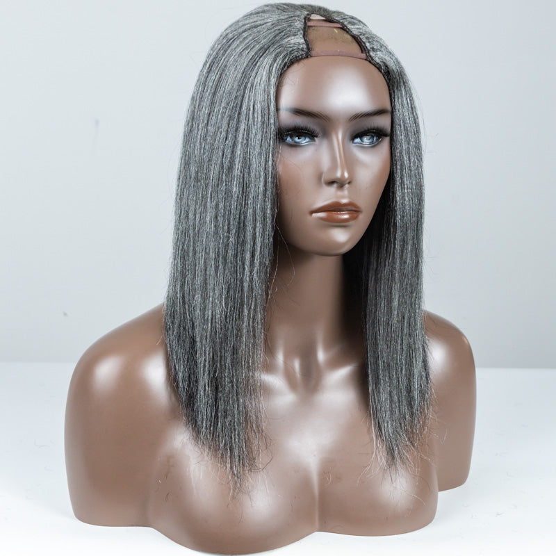Grey Yaki V-Part Wig One Size Fits All - MS-82