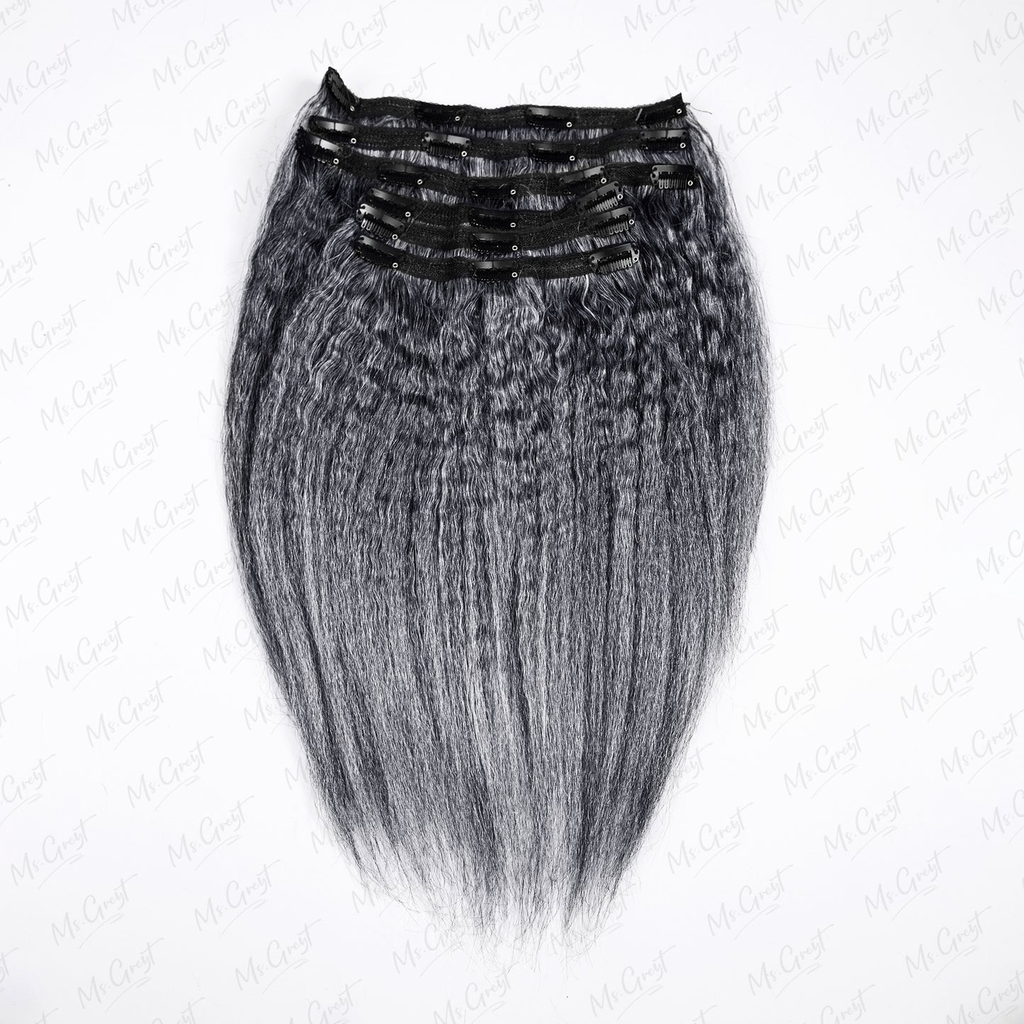 #34 Salt and Pepper kinky blow out Clip Ins Hair Extensions™️-GCCI006