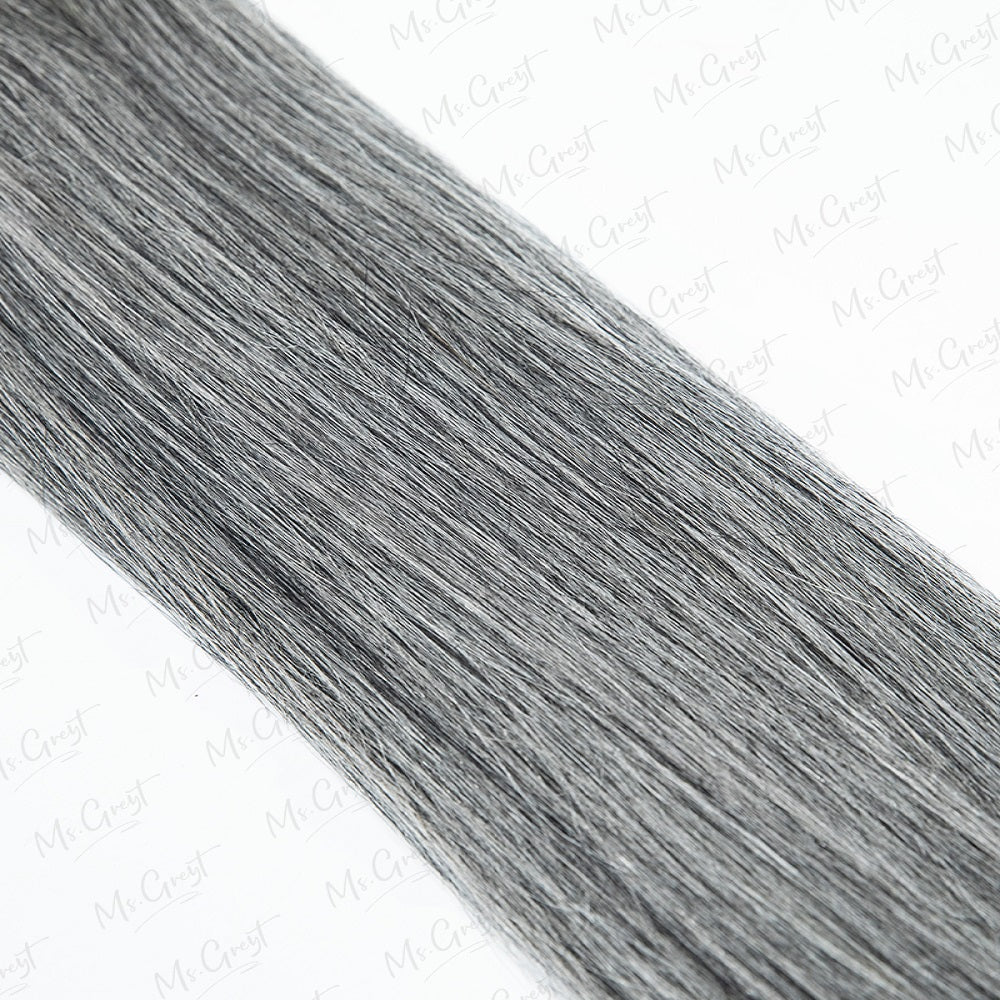#44 Gray Human Hair Yaki Clip Ins Hair Extensions™️-GCCI005