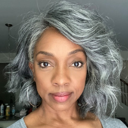 Layered Short Bob Grey Human Hair Lace Front Wig™️-GLFW005S