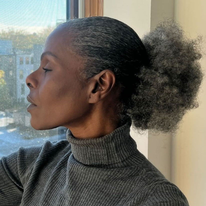 Grey Human Hair Drawstring Puff™️-GPUFF001