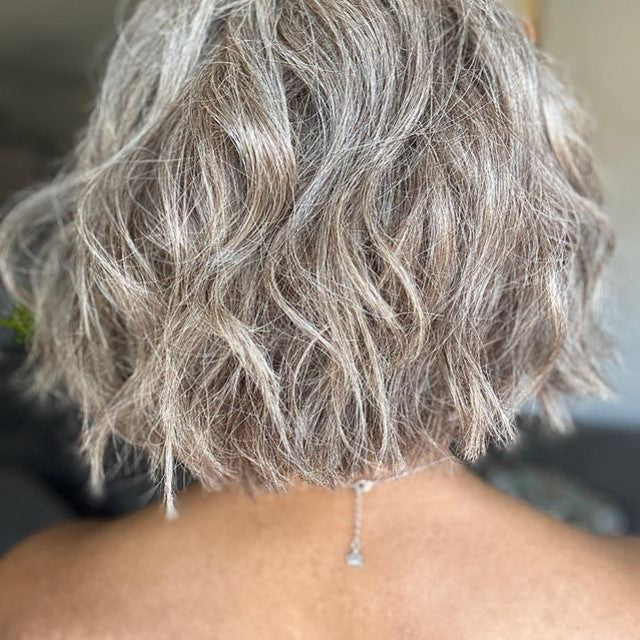 Layered Short Bob Brownish Gray Human Hair Lace Front Wig™️-GLFW016S