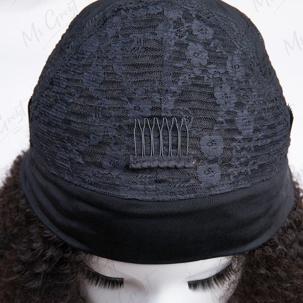 Grey Kinky Blow Out Human Hair Headband Wig™️- GHBW002