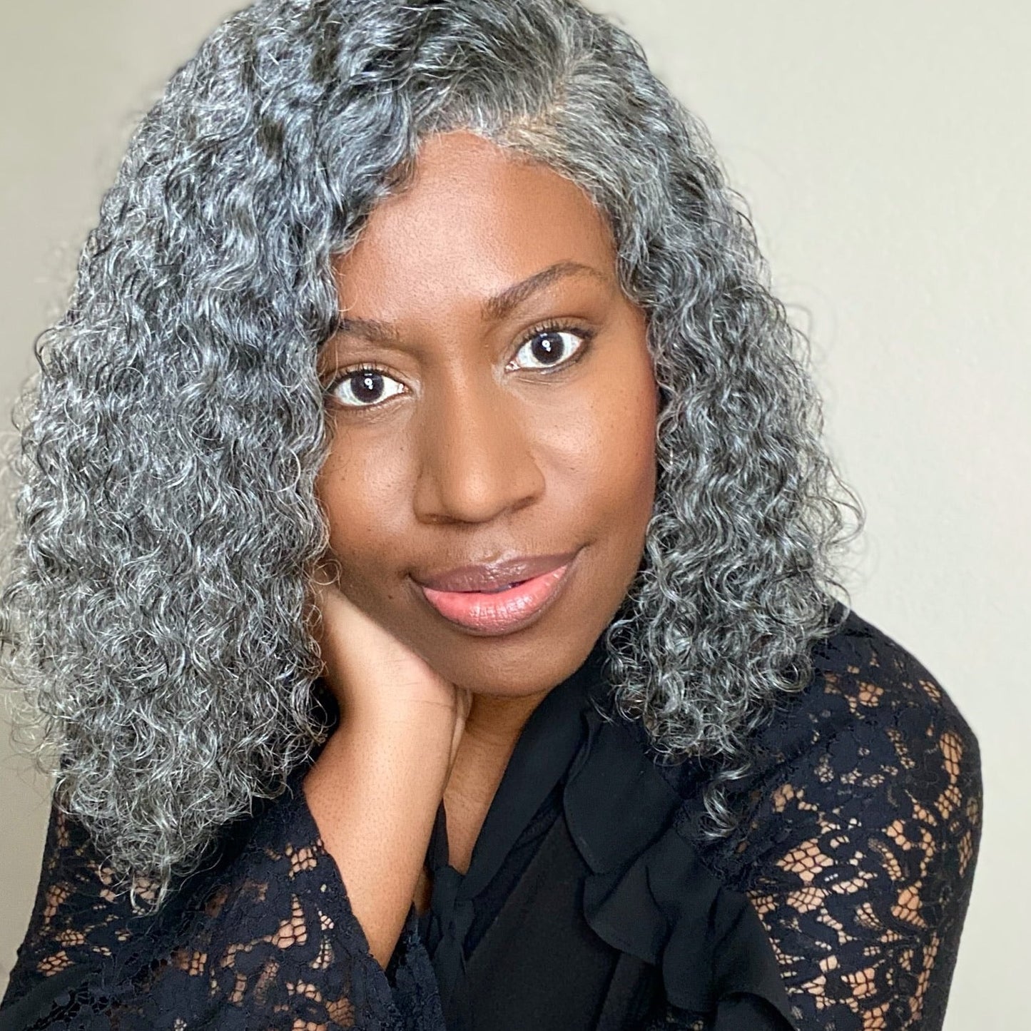 Shoulder Length Grey Curly Human Hair Lace Front Wig™️-GLFW006S