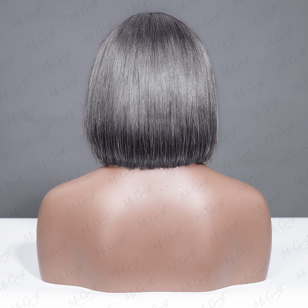 #51 Grey Bob Silky Human Hair Headband Wig™️- GHBW008S