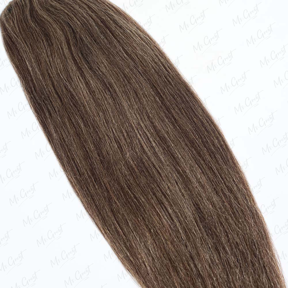 16" Brownish Grey Human Hair Drawstring Ponytail™️-GPONT003