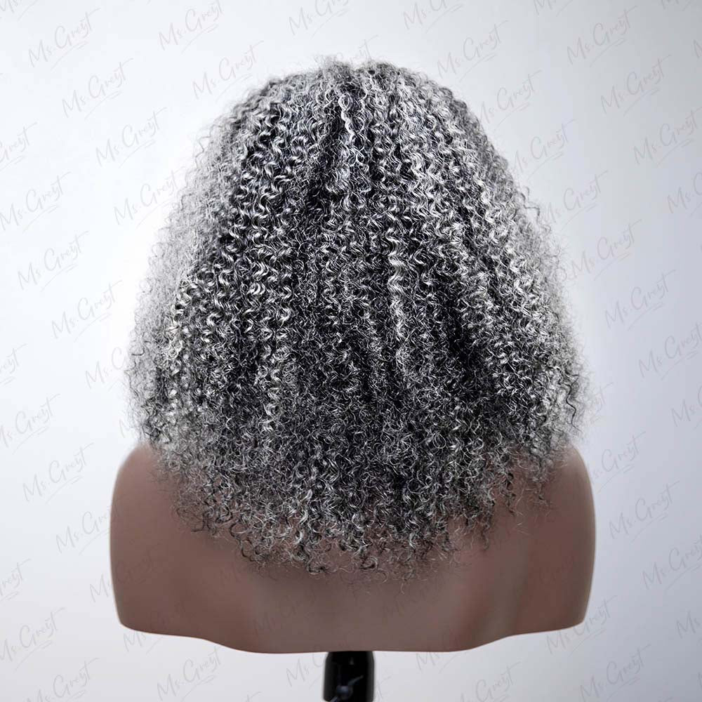 Grey Coily Human Hair Headband Wig™️-GHBW001