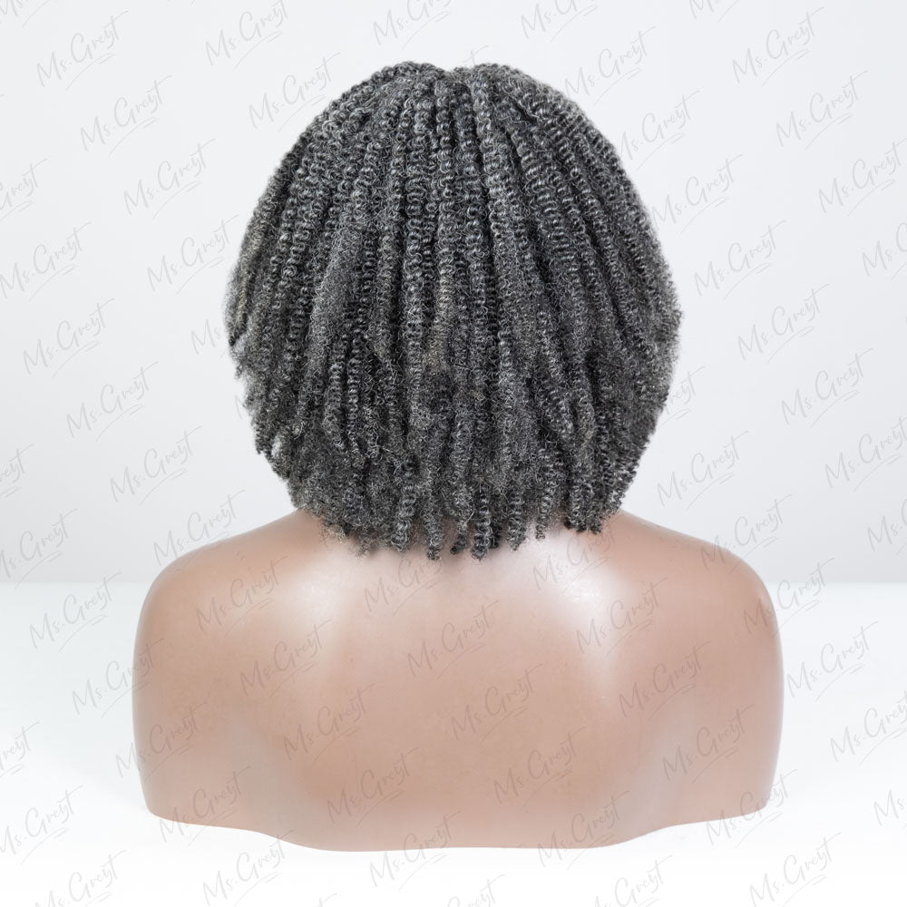 #44 Kinky Grey Human Hair V-Part Wig™️-GVPW003