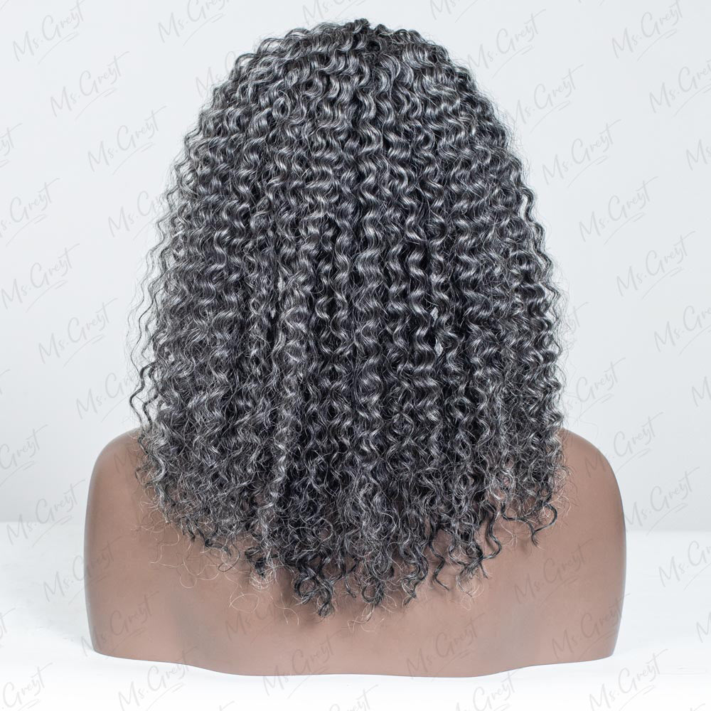 #44 Grey Curly Human Hair Headband Wig™️-GHBW004