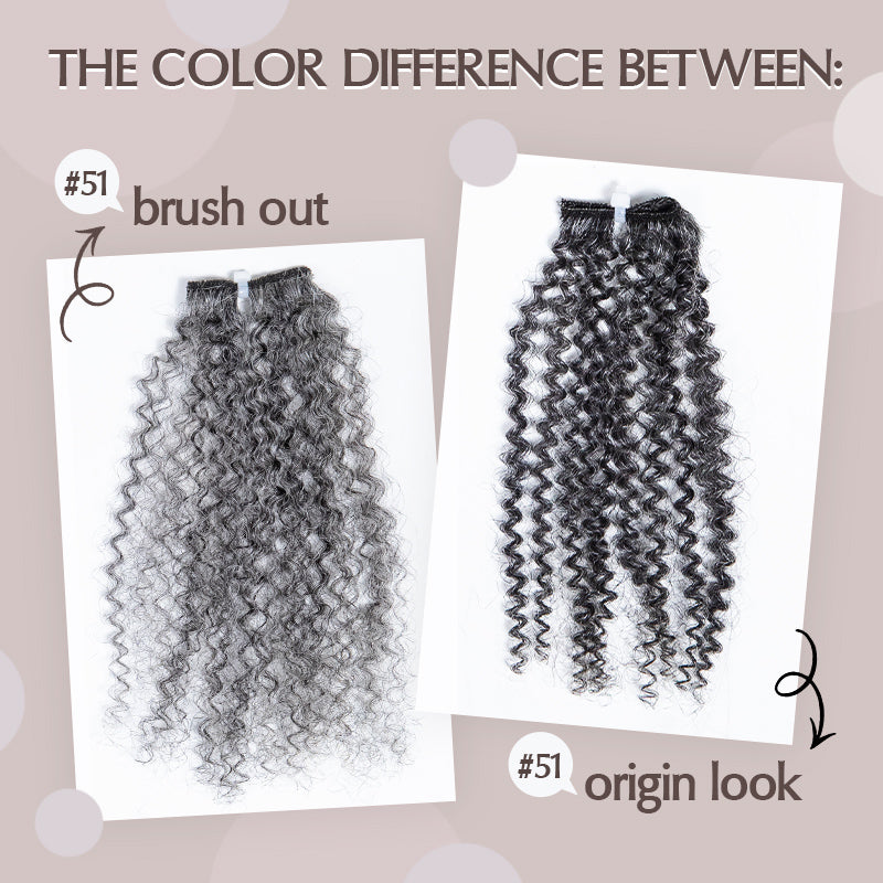 #51 Gray Curly Human Hair Clip Ins Hair Extensions™️-GCCI003