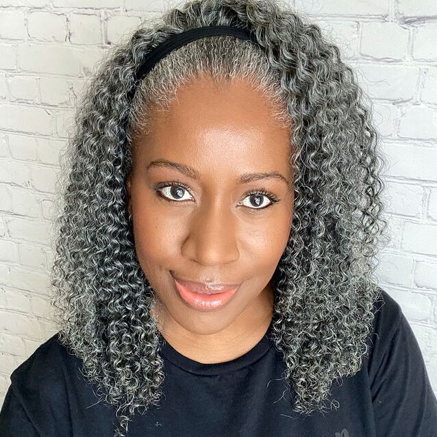 #44 Grey Curly Human Hair Headband Wig™️-GHBW004