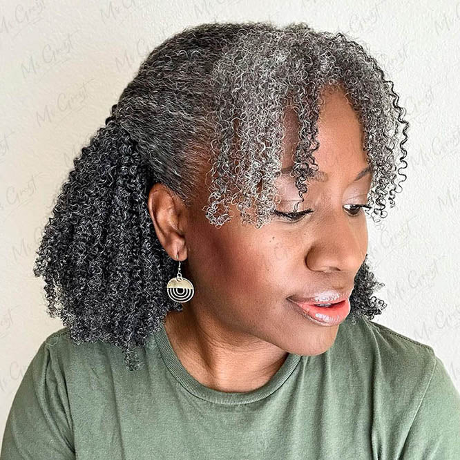 #44 Kinky Grey Human Hair V-Part Wig™️-GVPW003