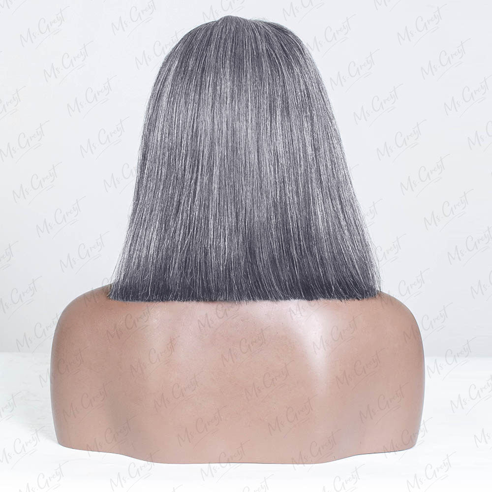 #51 Grey Yaki Human Hair BOB style V-Part Wig™️-GVPW0014S