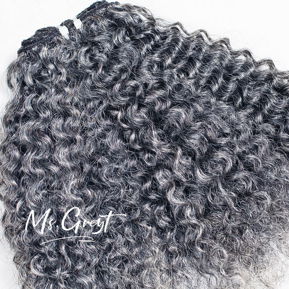 #51 Gray Burmese Curly Human Hair Clip Ins Hair Extensions™️-GCCI004