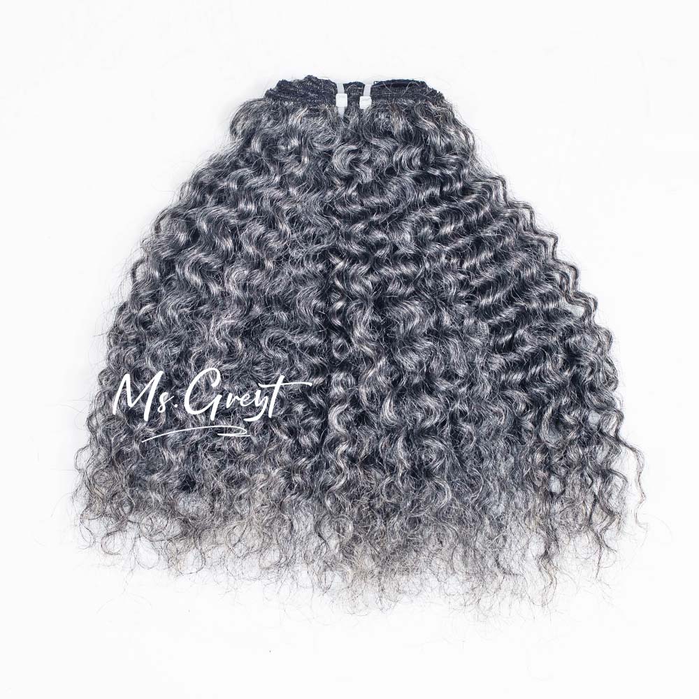 #51 Gray Burmese Curly Human Hair Clip Ins Hair Extensions™️-GCCI004