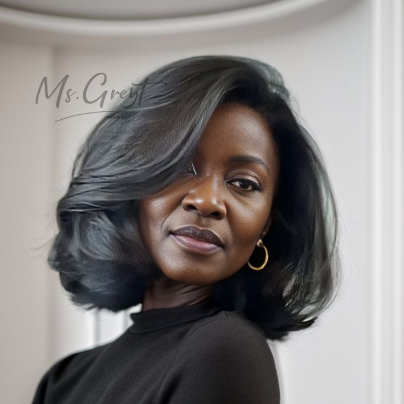 Elegant Bob Jet Black Human Hair Lace Closure Wigs™️-GLCW004S