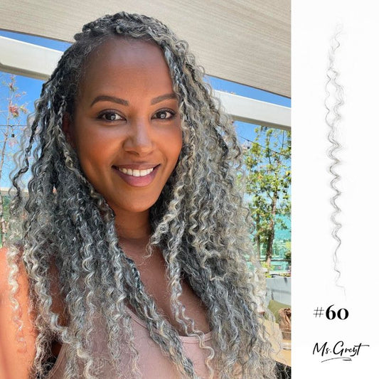 #60 Gray Burmese Curly Human Hair Bundle Hair Extensions™️-GHB002