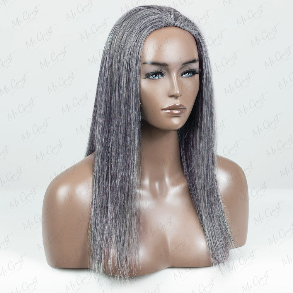 Grey Silky Human Hair 3 In 1 Half Wig™️-GHAW04