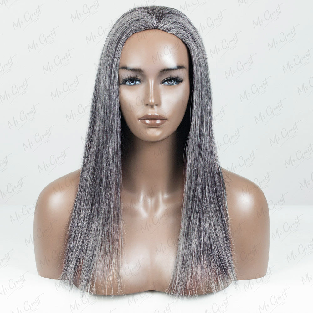 Grey Silky Human Hair 3 In 1 Half Wig™️-GHAW04