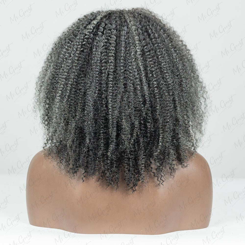 Grey Coily Human Hair 3 In 1 Half Wig GHAW02 msgreyt