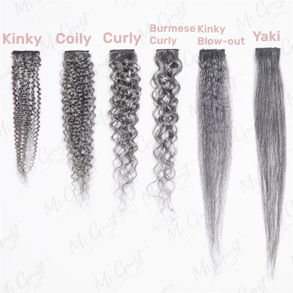 #60 Gray Curly Human Hair Clip Ins Hair Extensions™️-GCCI003