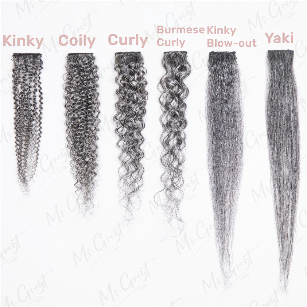 #51 Gray Kinky Human Hair Clip Ins Hair Extensions™️-GCCI007