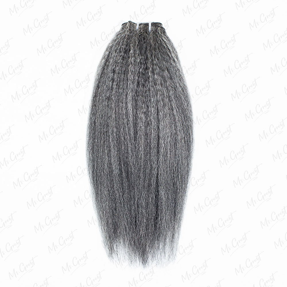 #51 Gray Human Hair Kinky Blow Out Weaves Hair Extensions™️-CW006