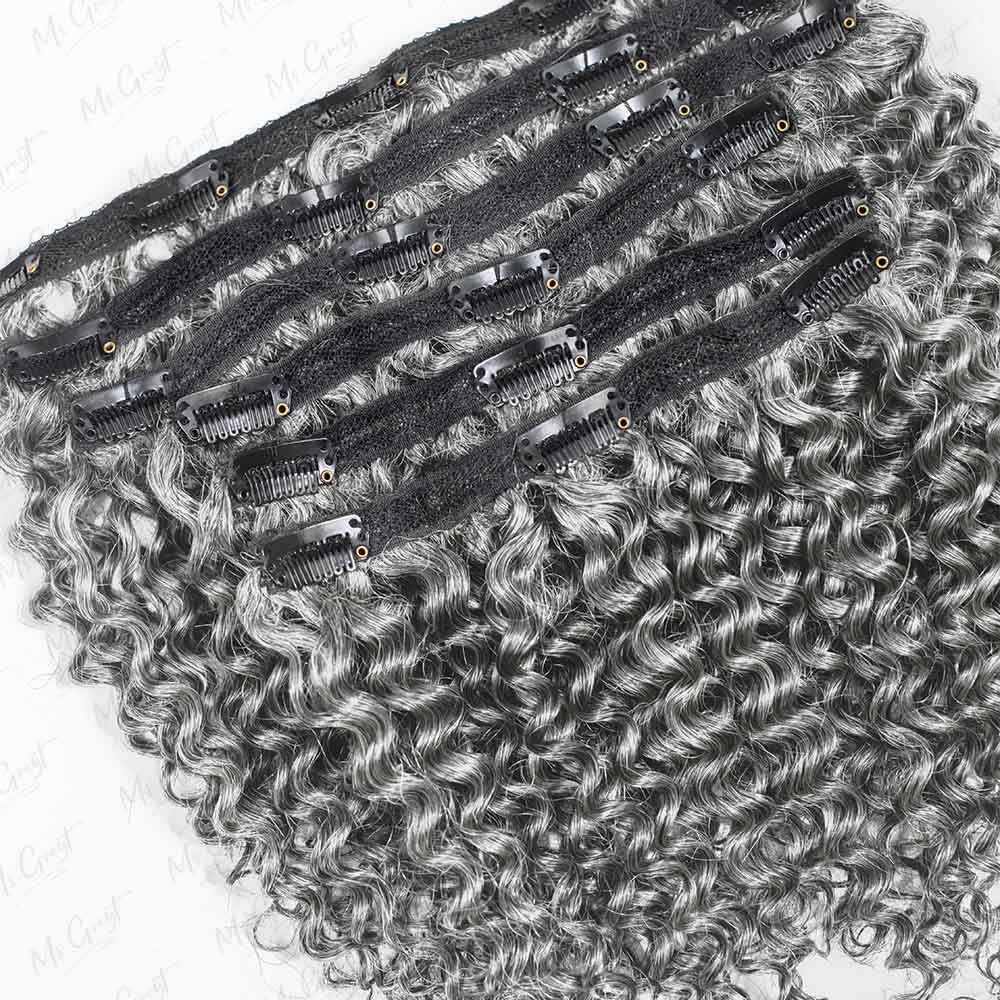 Grey Human Hair Clip Ins Hair Extensions™️-GCCI001