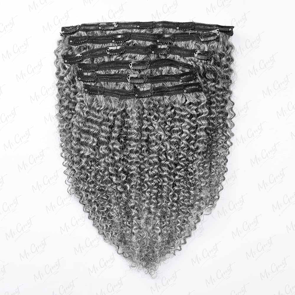 #51 Gray Human Hair Coily Clip Ins Hair Extensions™️-GCCI002 – msgreyt