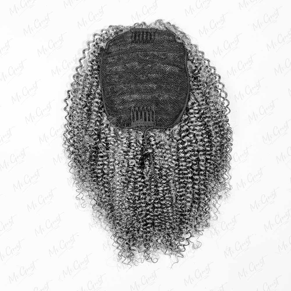 16" Grey Human Hair Drawstring Ponytail™️-GPONT001