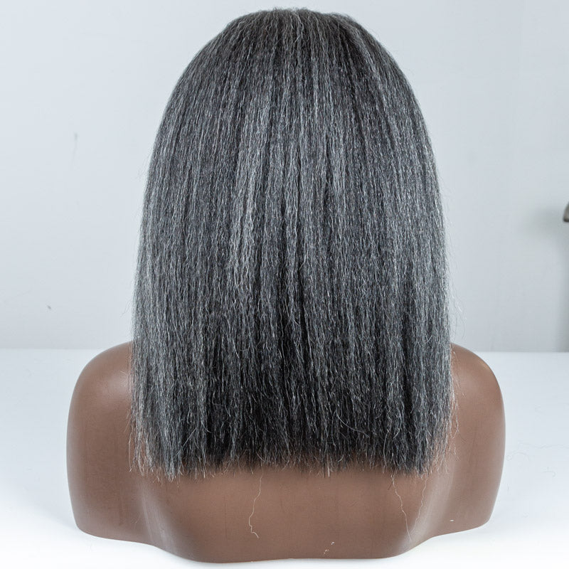 Grey Kinky Blow-out Human Hair Headband Wig - MF-26