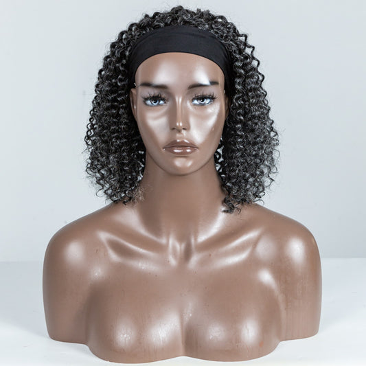 #34 Curly Human Hair Headband Wig - MF-34