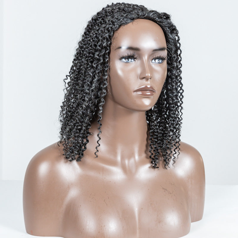#34 Coily Human Hair 3 In 1 Half Wig - MS-11