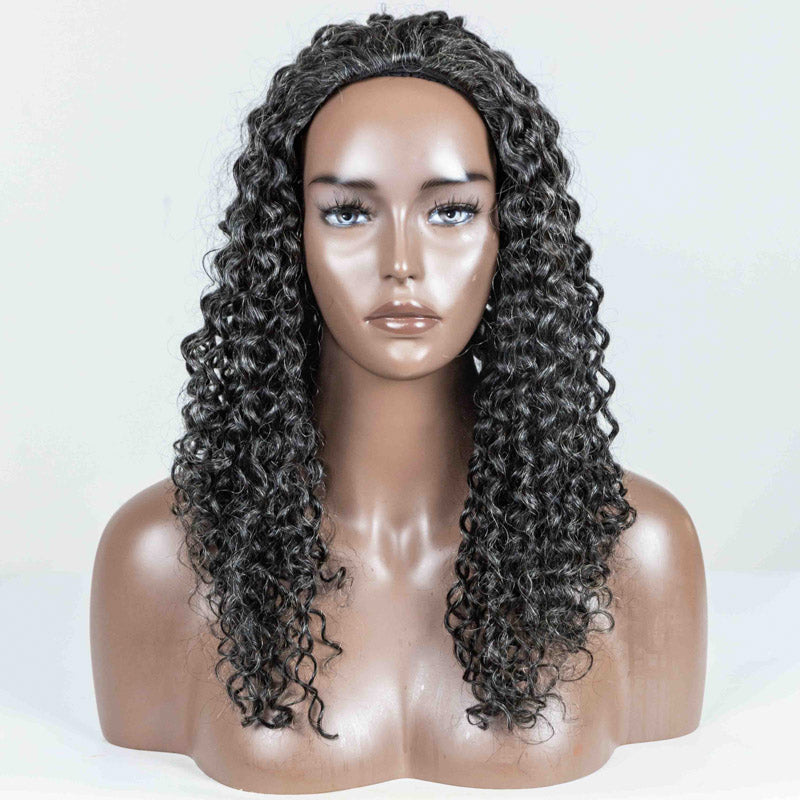 #34 Burmese Curly Human Hair 3 In 1 Half Wig - MS-32