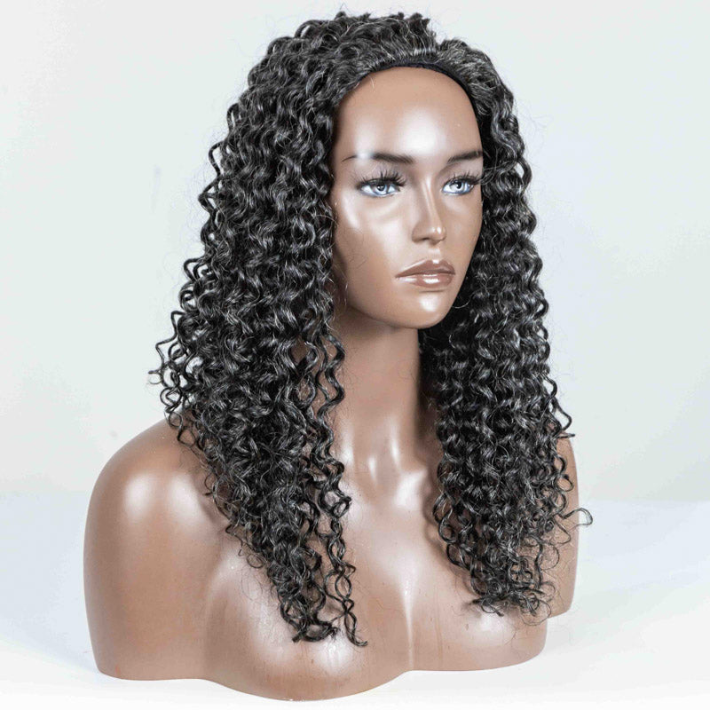 #34 Burmese Curly Human Hair 3 In 1 Half Wig - MS-32