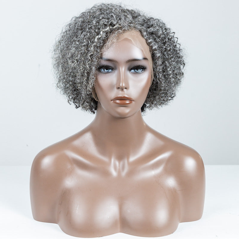 Grey Curly Lace Front Wig (13"*6") - MS-56
