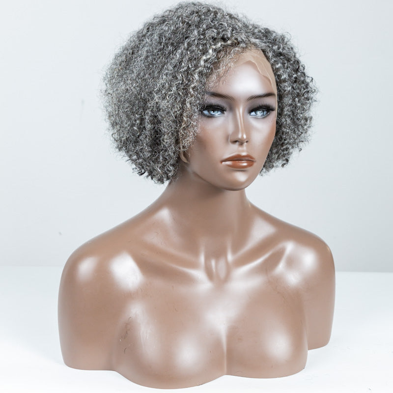 Grey Curly Lace Front Wig (13"*6") - MS-56