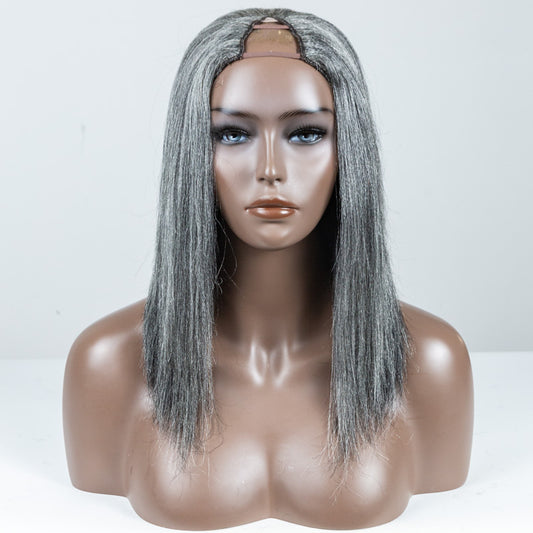 Grey Yaki V-Part Wig One Size Fits All - MS-82
